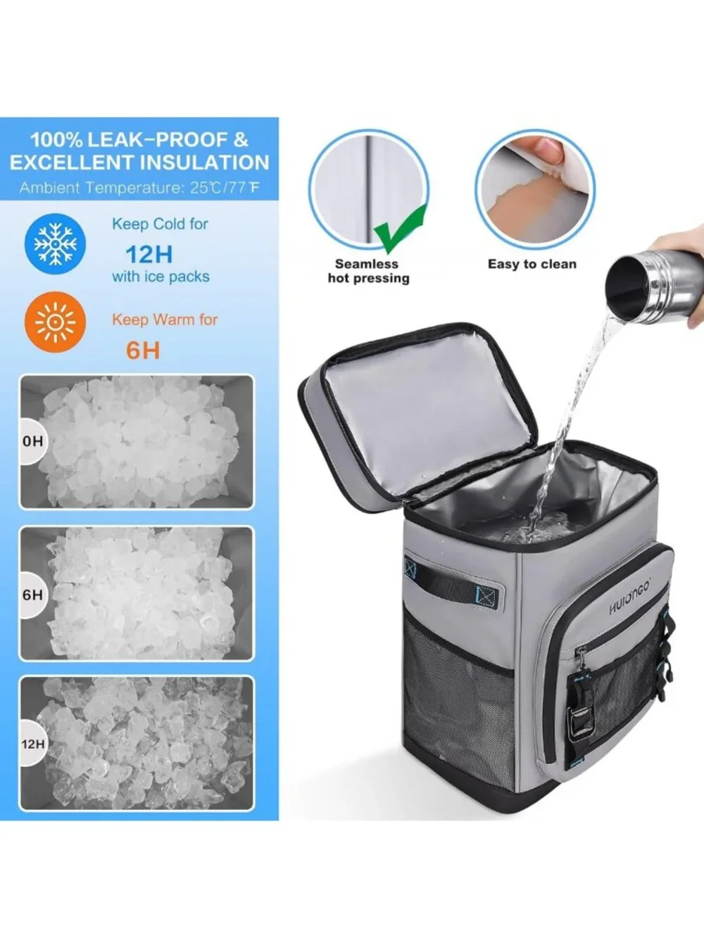 Large Waterproof Insulated Cooler Backpack - Leak Proof for Camping, Beach
